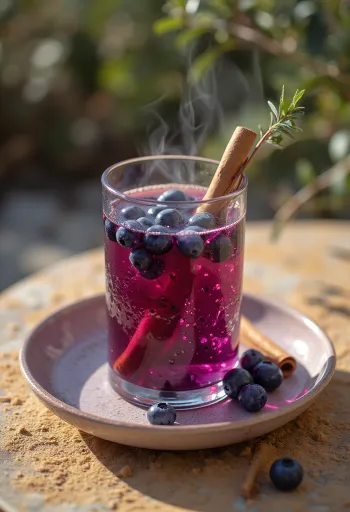 Sidra de arándanos servida en vaso