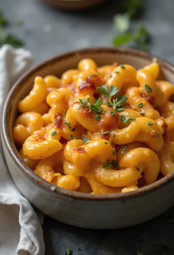 Mac & cheese BBQ servido