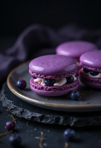 Macarrones de grosella negra