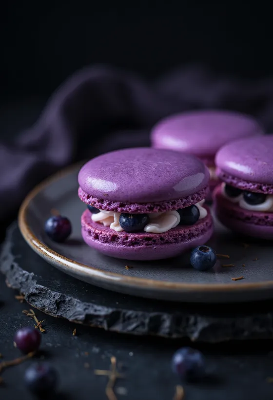 Macarrones de grosella negra
