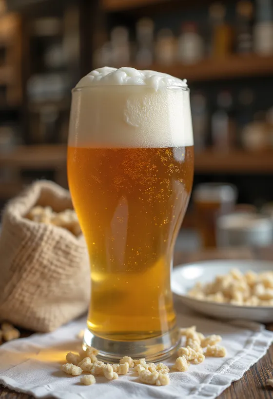 Cerveza casera servida en botella