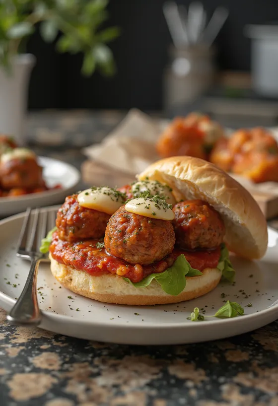 Hamburguesa de albóndigas marinara con salsa de tomate