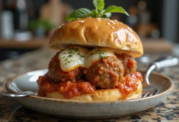 Hamburguesa de albóndigas marinara con salsa de tomate