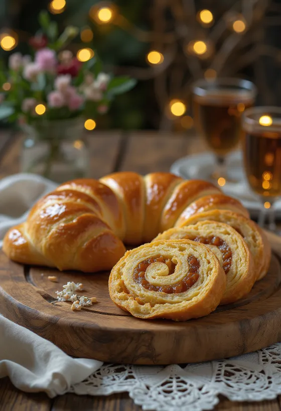 Rollo de mazapán con corteza dorada y mucho relleno