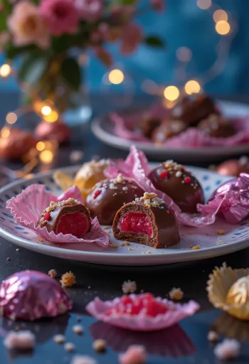 Dulce de gelatina casero cubierto con chocolate amargo