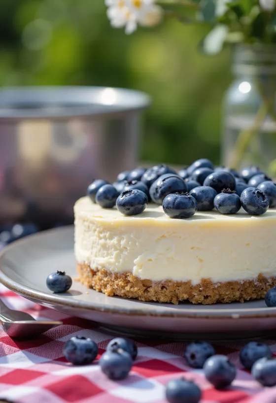 Cheesecake de arándanos servido