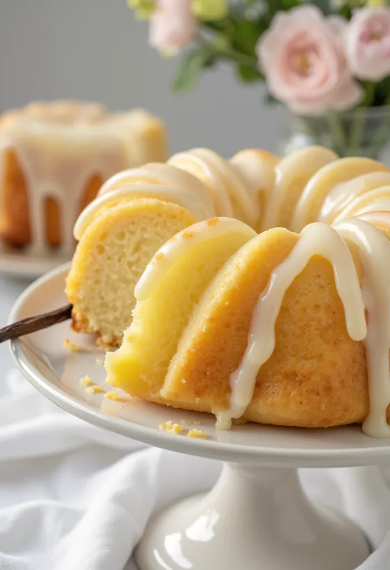 Rosca de vainilla y limón servida