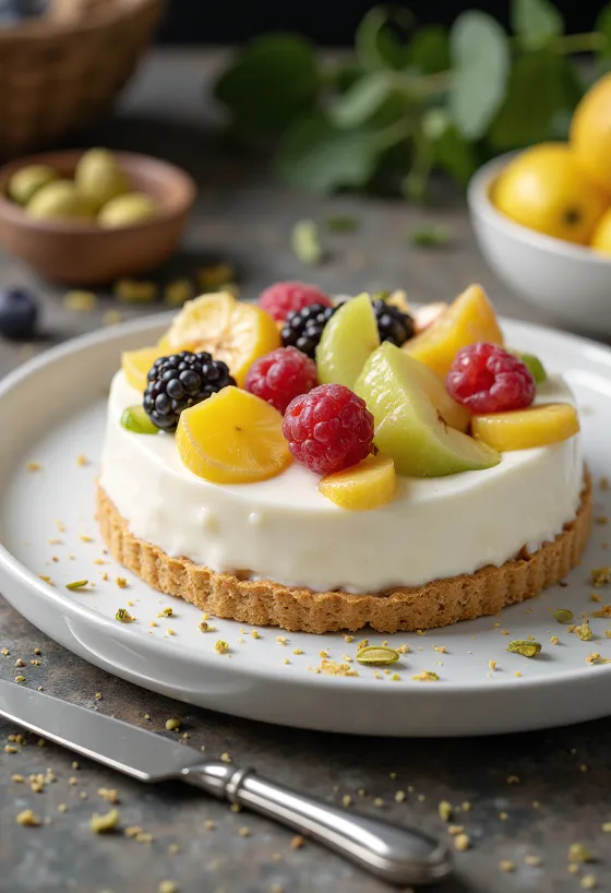 Pastel de yogur con frutas