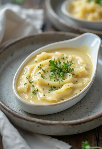 Salsa de vino blanco al estragón servida con pollo asado