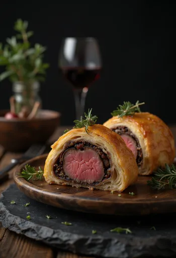 Beef Wellington servido