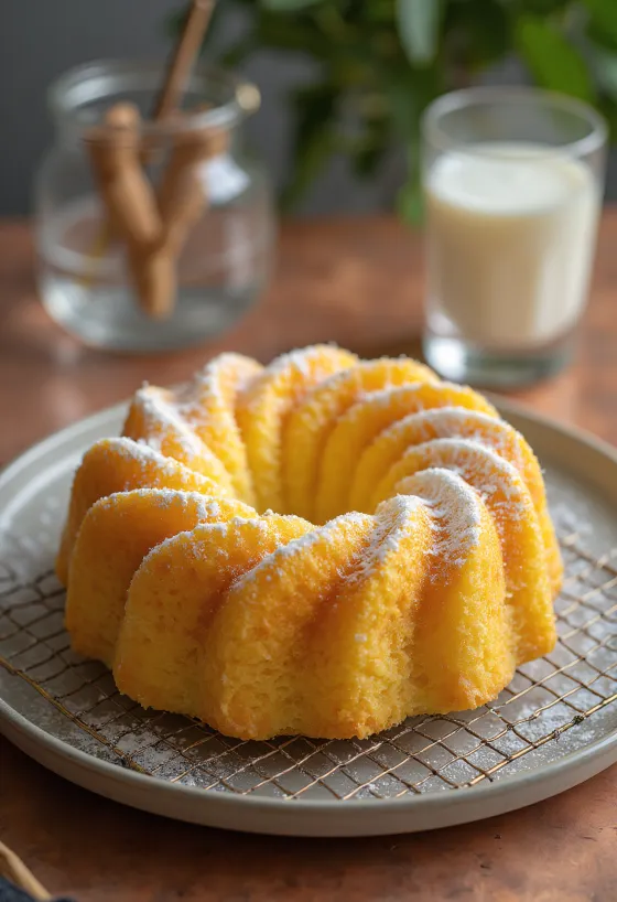 Bolo de fubá con yogur, pastel brasileño rico y delicioso