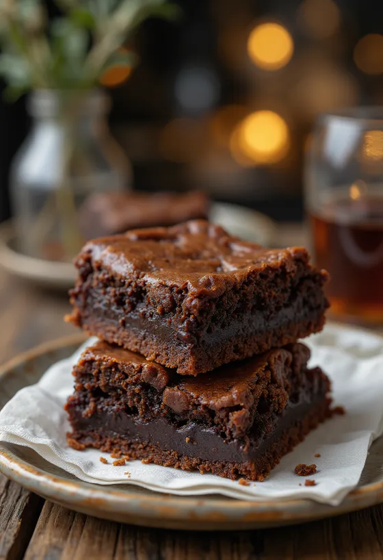Brownie con rico sabor a chocolate, cortado en rebanadas
