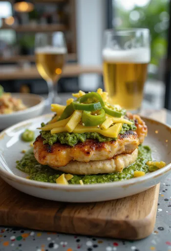 Hamburguesa de pollo fusión con pollo a la parrilla y queso derretido