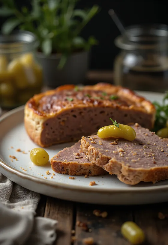 Gâteau de foie servido con pan tostado