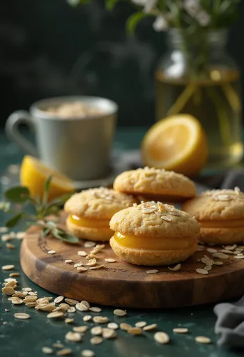 Linzer de avena y limón servido