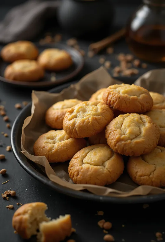 Galletas de miel horneadas doradas, aromatizadas con canela y jengibre