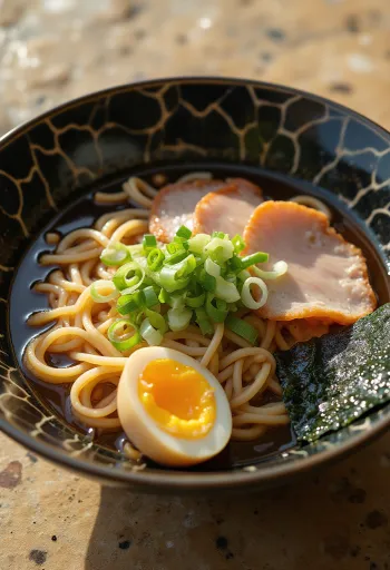Ramen Asahikawa con caldo de pescado y cerdo, carne chashu y huevo