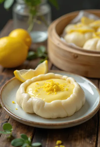Bao bun de jengibre y limón servido