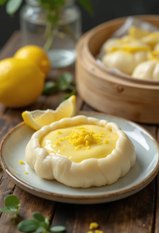 Bao bun de jengibre y limón servido