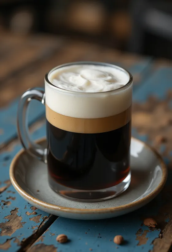 Irish Coffee decorado con crema batida y whiskey