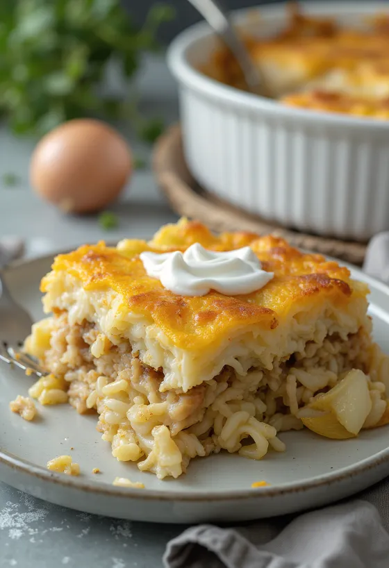 Pastel de col de Saboya en capas con carne molida jugosa y relleno de arroz suave