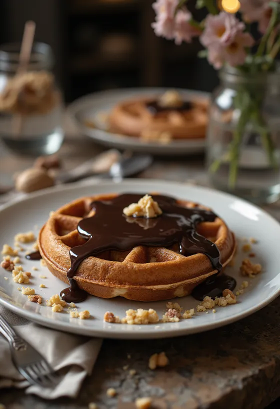 Waffles estilo Sacher servidos