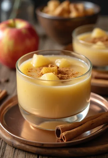 Refrescante sopa de manzana servida con canela y crema batida