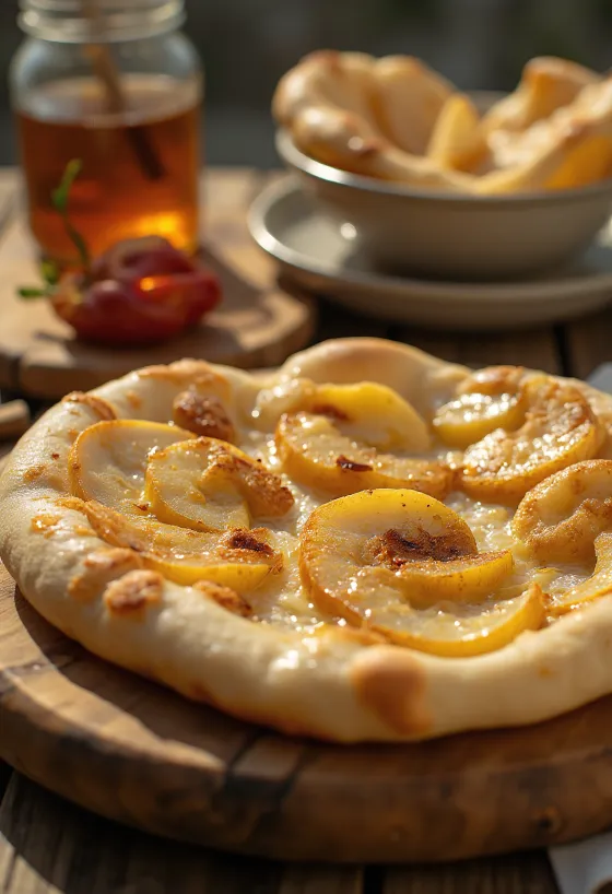 Pan naan de manzana y canela servido