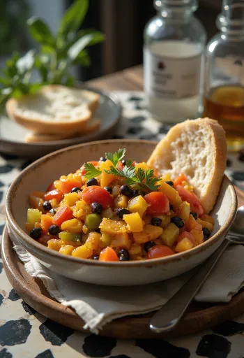Chakalaka con ajo servido, con ricas especias y verduras