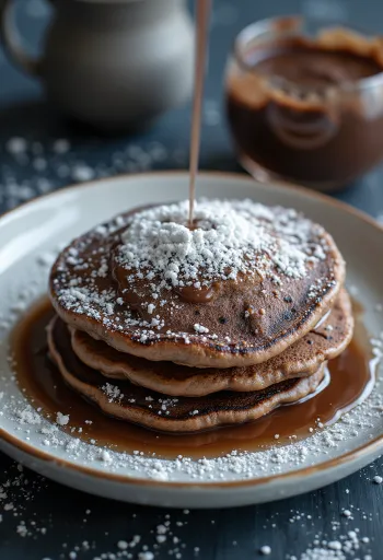 Crepas de cacao con azúcar glass, servidas en plato