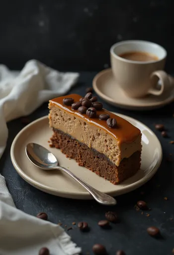 Pastel de café y caramelo con caramelo cremoso