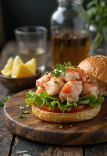Hamburguesa de langosta con perejil y limón