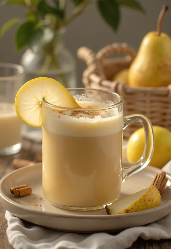 Sidra cremosa de pera servida en vaso