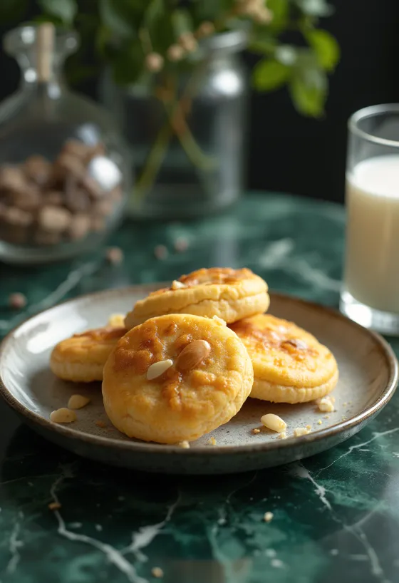 Galletas crujientes de miel con trozos de almendra