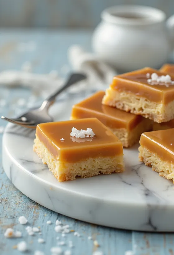 Cuadritos de caramelo servidos
