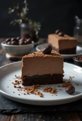Pastel de mousse de chocolate y café con decoración