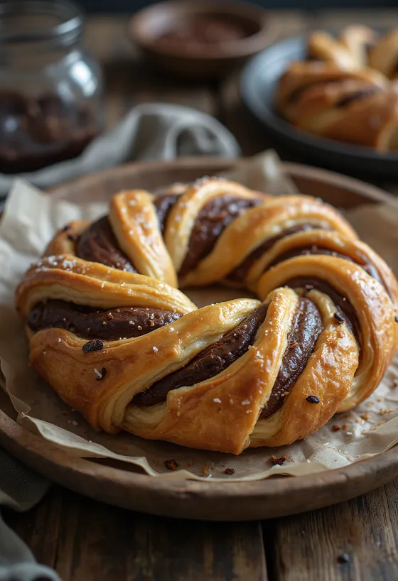 Kringle con relleno de chocolate servido fresco