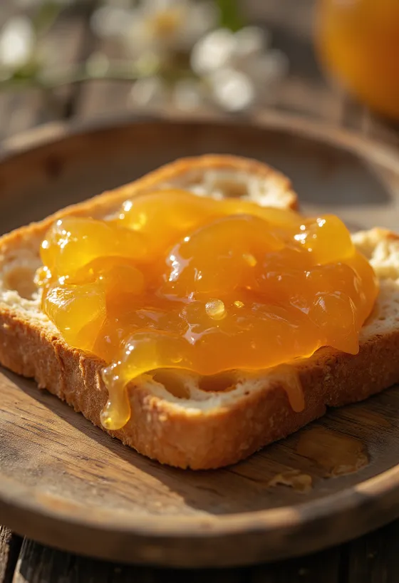 Mermelada casera de chabacano hecha con fruta fresca y madura envasada en frasco