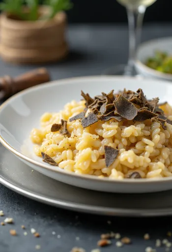 Arroz con trufa servido