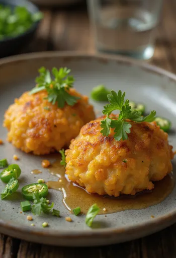 Aama Vada recién hecha, con bolitas de lenteja crujientes y especiadas