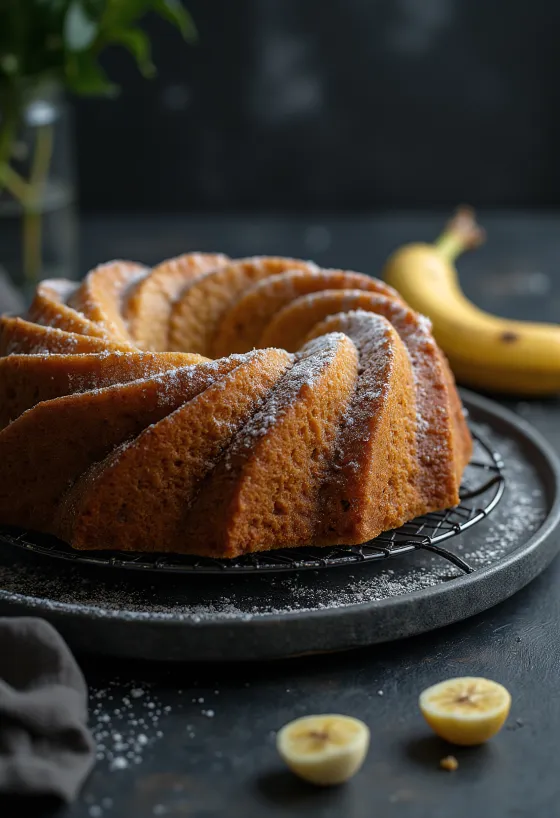 Rosca de plátano servida