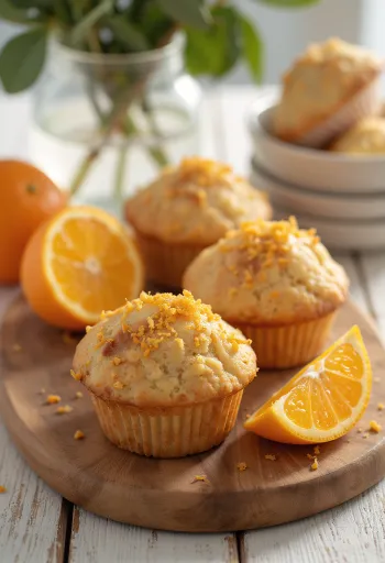 Muffins dorados de naranja horneados en capacillos