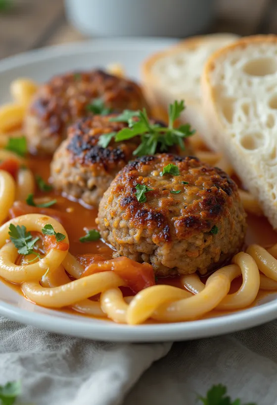 Fasírt con corteza crujiente, hecho de carne molida jugosa