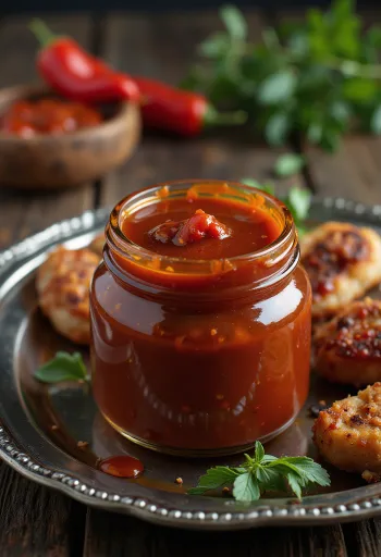 Salsa BBQ de páprika ahumada servida con carnes a la parrilla