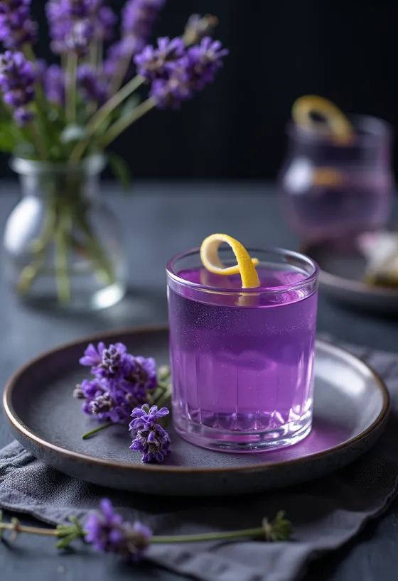 Licor de lavanda servido en botella