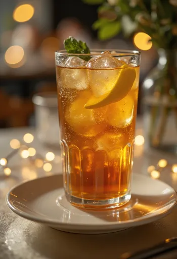 Cóctel Long Island Iced Tea decorado con rodaja de limón