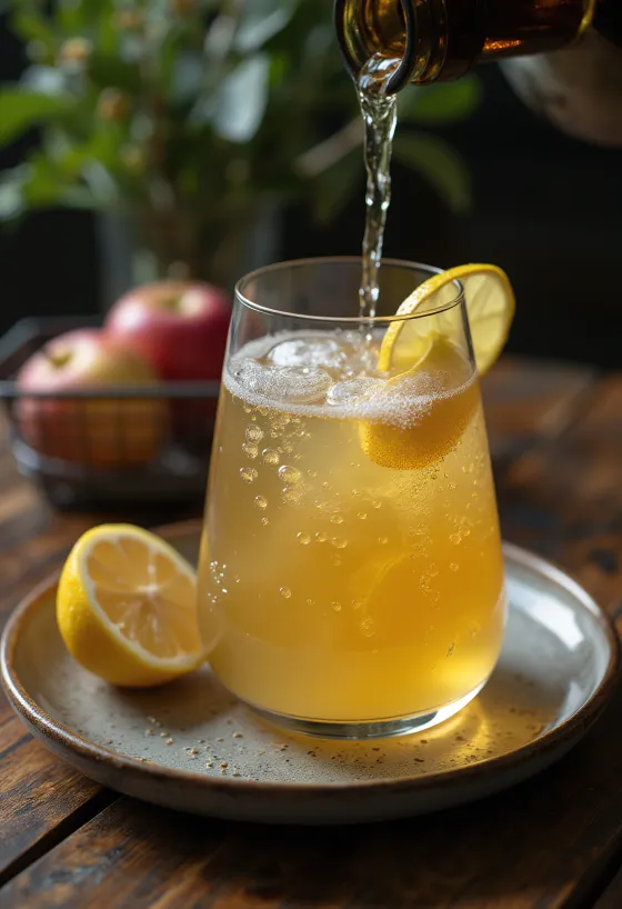 Sidra española servida en vaso