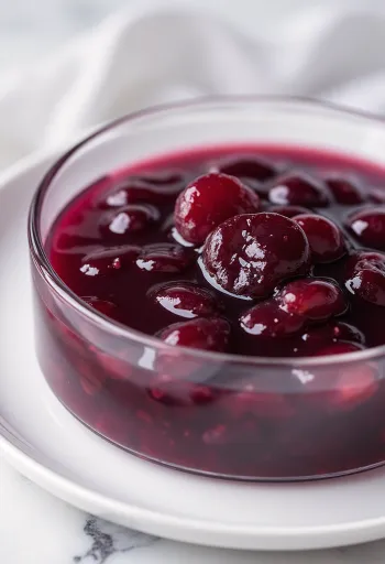 Salsa de ciruela al vino tinto servida