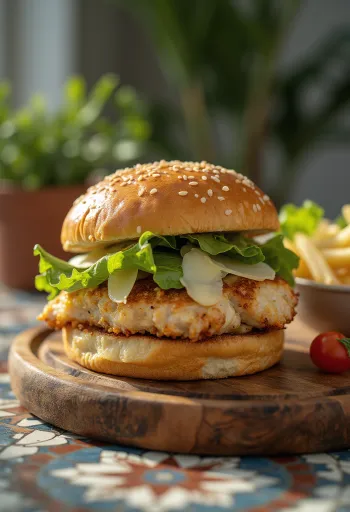 Hamburguesa de pollo césar con pollo a la parrilla