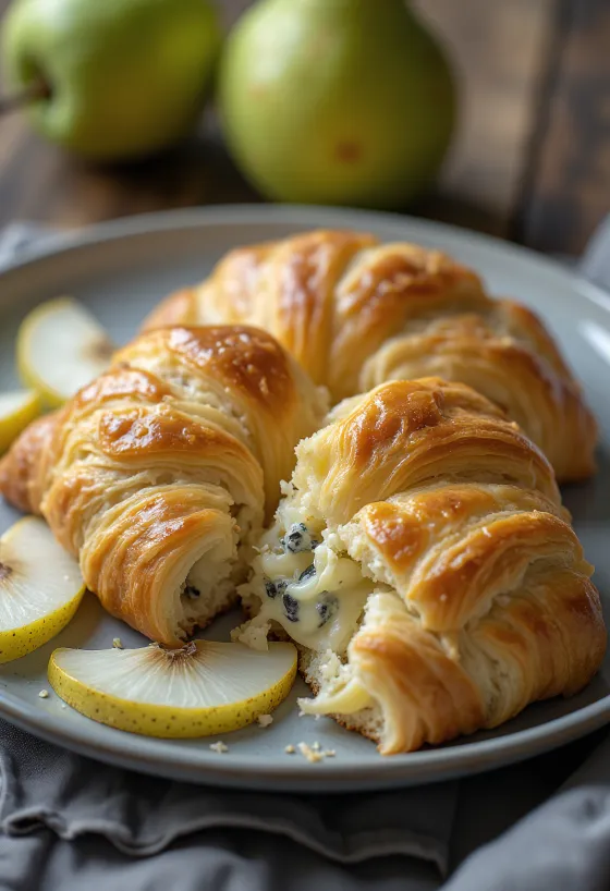 Croissant de queso azul servido